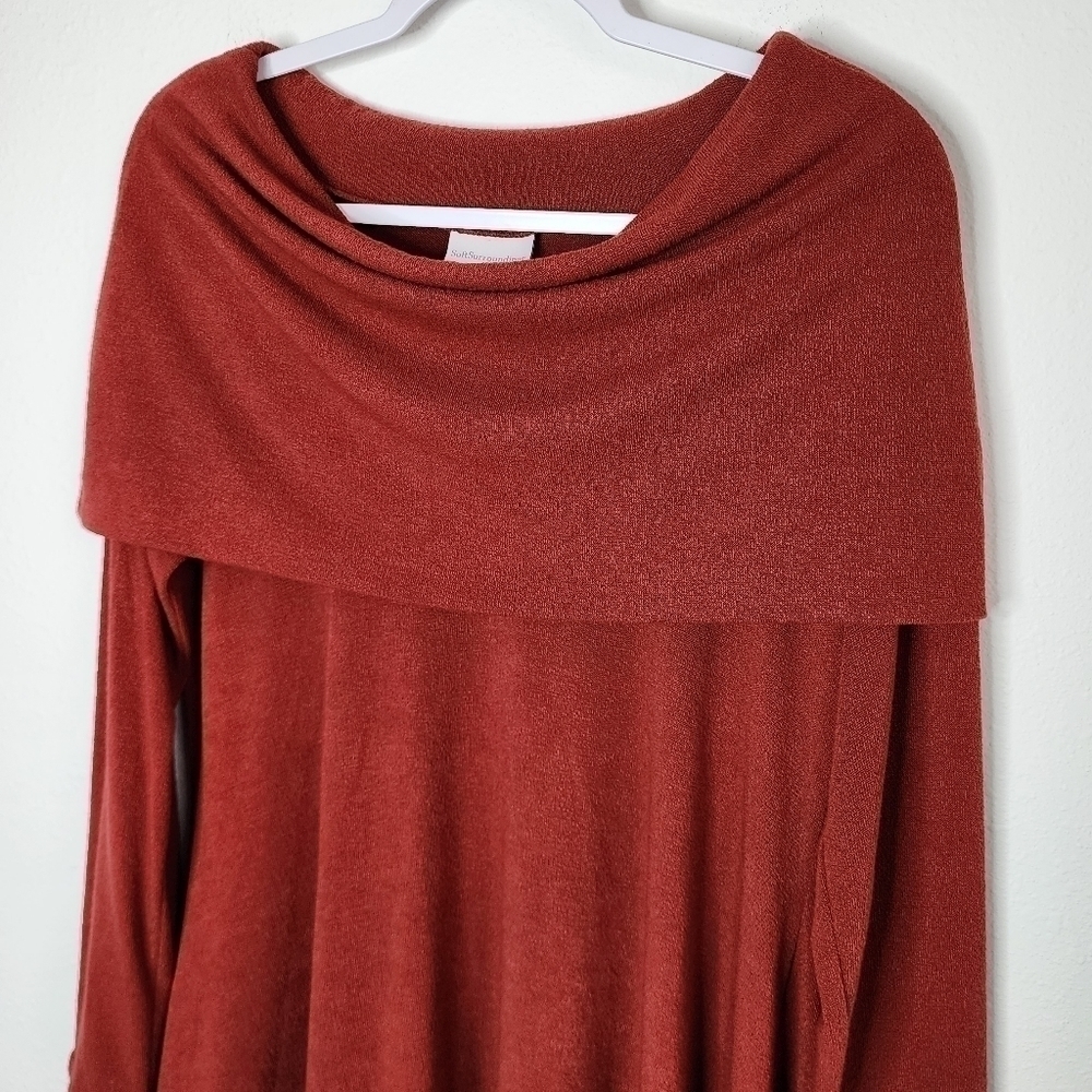 Soft Surroundings Bcall Cowl Neck Tunic Top Lagenlook Dark Red Medium - Picture 3 of 11